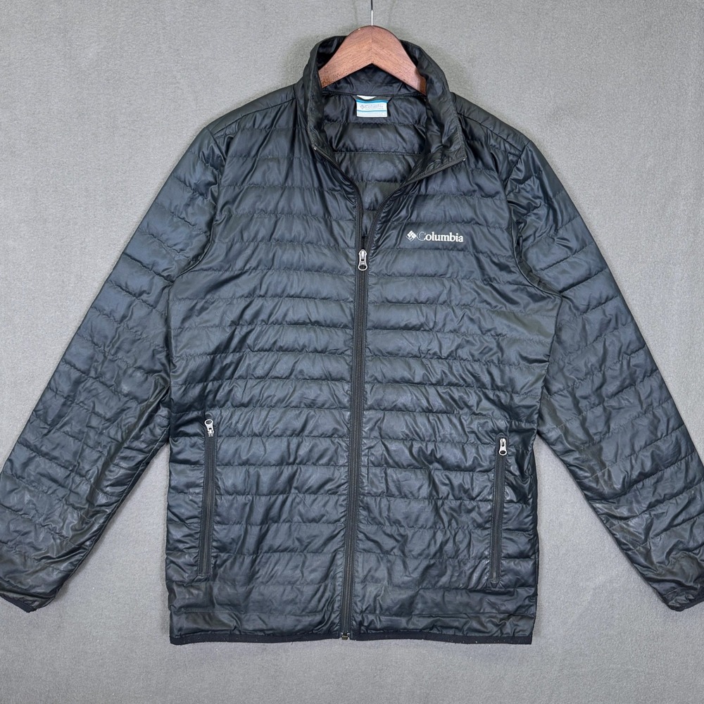 Columbia Down Puffer Jacket Men S Black Duck Feather Full Zip Outdoor Quilted